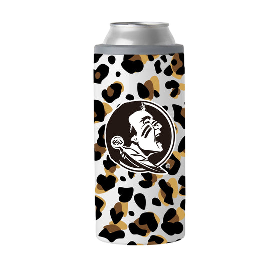 FL State 12oz Neutral Leopard Slim Can Coolie - Logo Brands - Flyclothing LLC