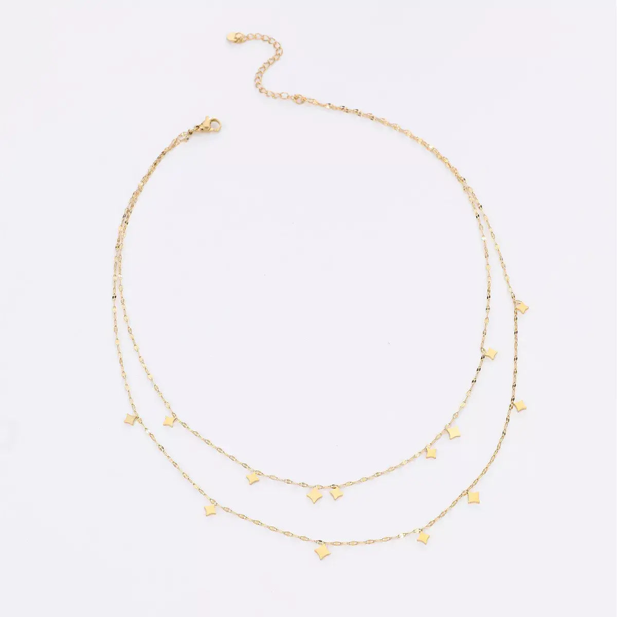 18K Gold-Plated Layered Star Charm Necklace - Trendsi - Flyclothing LLC