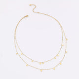 18K Gold-Plated Layered Star Charm Necklace - Trendsi - Flyclothing LLC