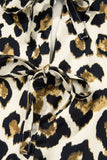Leopard Bow Tie Front Puff Sleeve Peplum Blouse - Trendsi - Flyclothing LLC