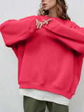 Round Neck Dropped Shoulder Long Sleeve Sweatshirt - Trendsi - Flyclothing LLC