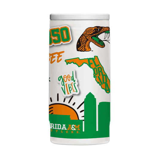 Florida A&M 12oz Native Powdercoat SlimCan Coolie - Logo Brands - Flyclothing LLC
