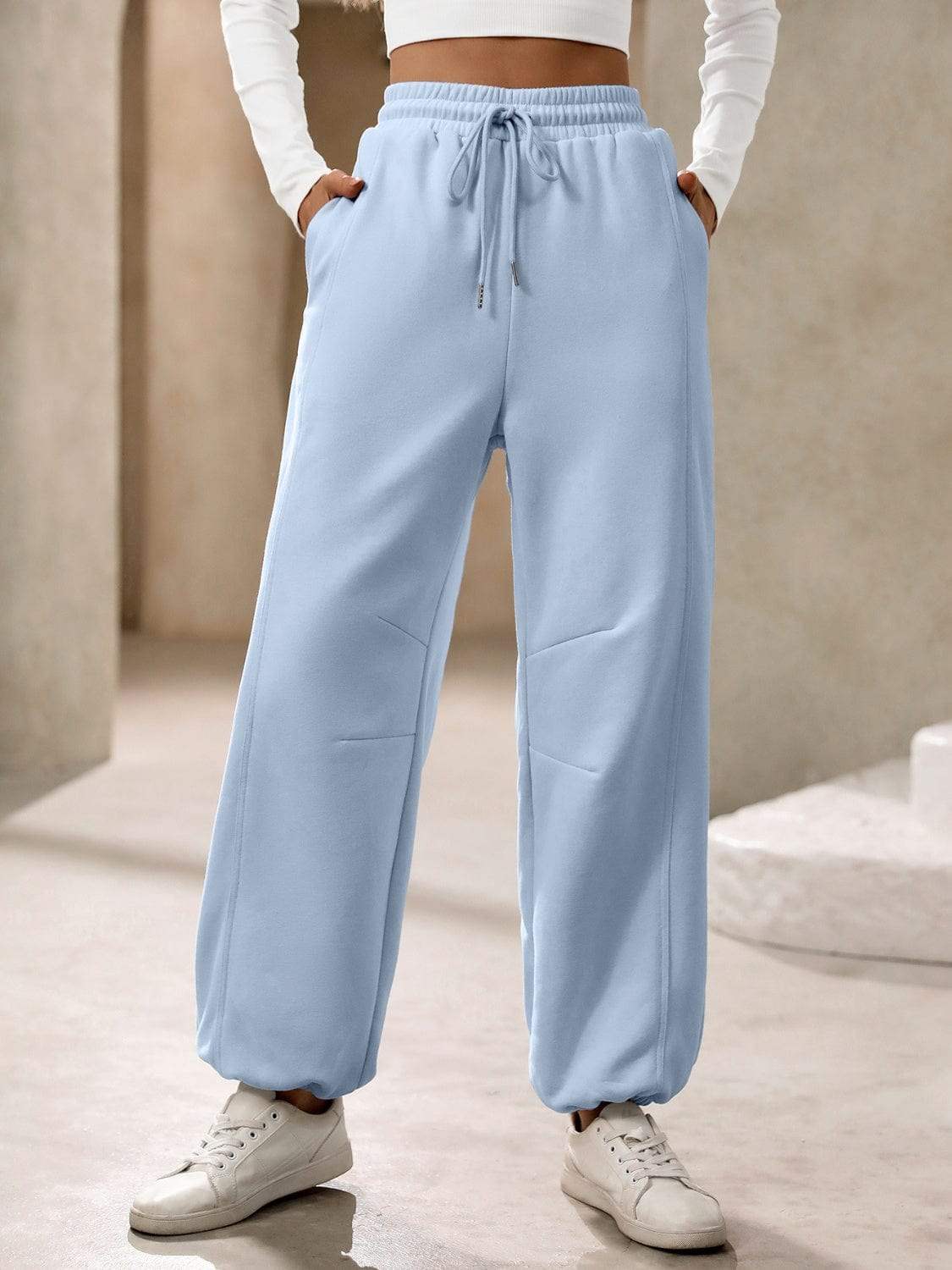 Drawstring Joggers with Pockets - Trendsi - Flyclothing LLC