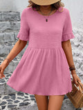 Round Neck Short Sleeve Blouse - Trendsi - Flyclothing LLC