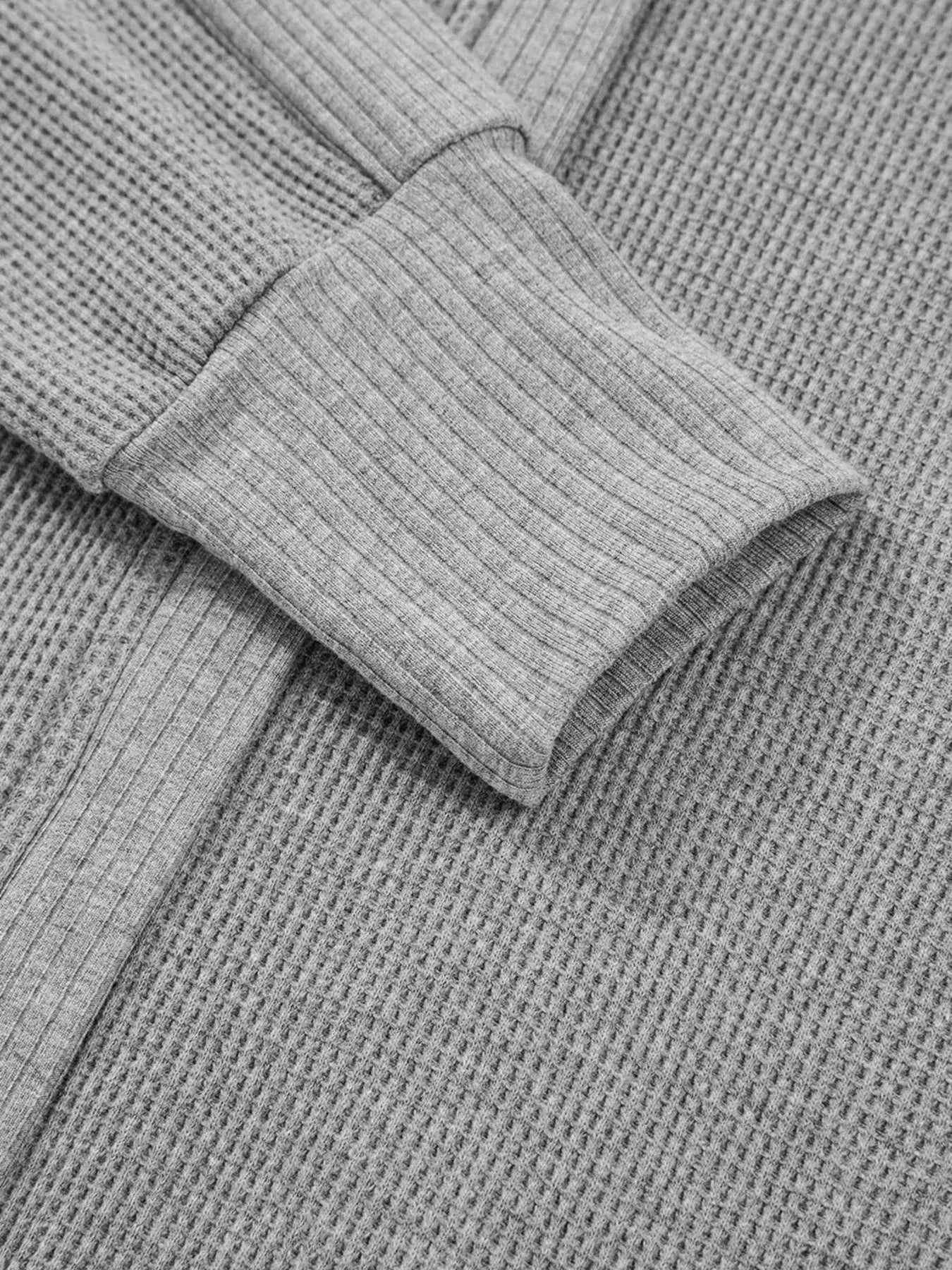 Waffle Splicing Zip Up Front Button Hooded Jacket - Trendsi - Flyclothing LLC