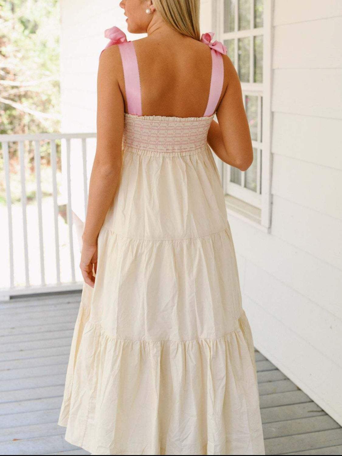 Tiered Tie Shoulder Midi Cami Dress - Trendsi - Flyclothing LLC