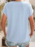 Textured Round Neck Short Sleeve Top - Trendsi - Flyclothing LLC