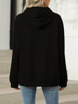 Kangaroo Pocket Long Sleeve Hoodie - Trendsi - Flyclothing LLC