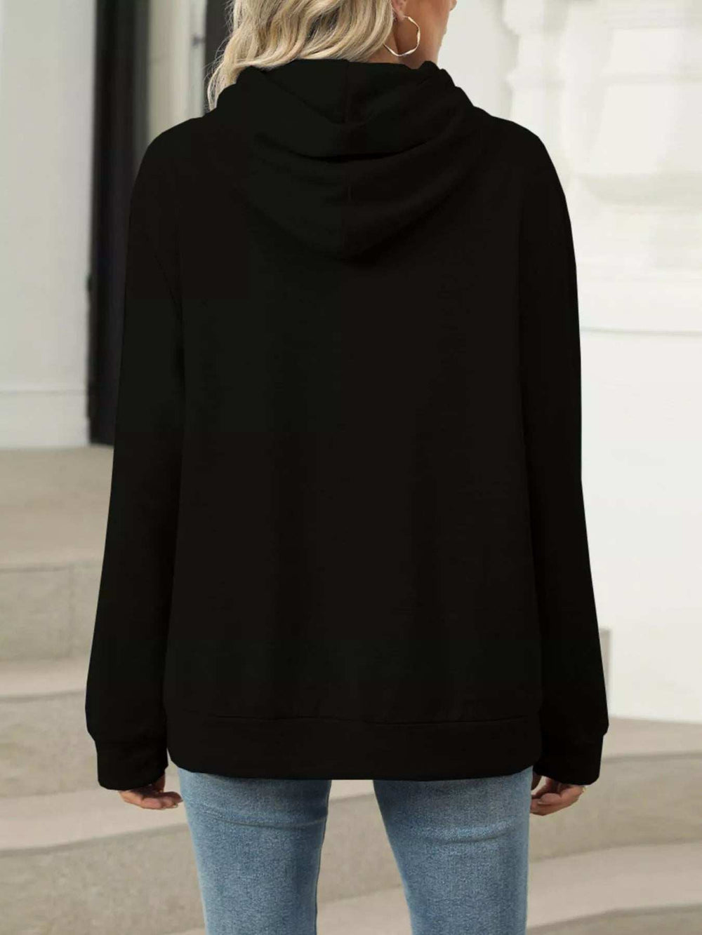 Kangaroo Pocket Long Sleeve Hoodie - Trendsi - Flyclothing LLC