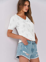 V-Neck Half Sleeve Knit Top - Trendsi - Flyclothing LLC