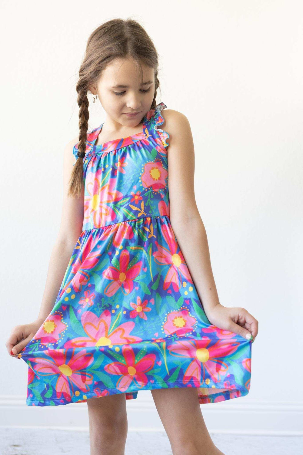 Springing Around Ruffle Cross Back Dress - Mila & Rose ® - Flyclothing LLC