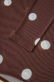 Vintage Polka Dot Print Mesh Long Sleeve Bodysuit - Trendsi - Flyclothing LLC
