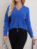 V-Neck Long Sleeve Sweater - Trendsi - Flyclothing LLC