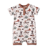 Baby Boy Shorty Romper – Bamboo Cactus Trails Henley Outfit - Tesa Babe - Flyclothing LLC