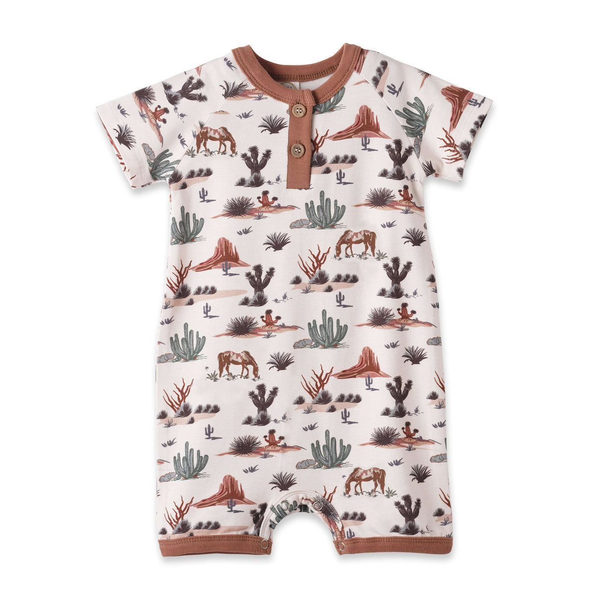 Baby Boy Shorty Romper – Bamboo Cactus Trails Henley Outfit - Tesa Babe - Flyclothing LLC