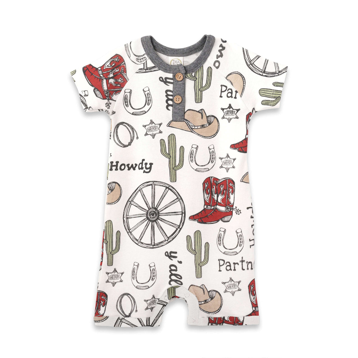 Howdy Partner Henley Romper – Cotton Western Cowboy - Tesa Babe - Flyclothing LLC