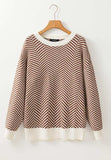 Striped Round Neck Long Sleeve Sweater - Trendsi - Flyclothing LLC