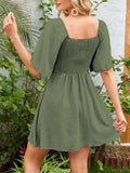 Smocked Back Knotted Flutter Sleeve Dress - Trendsi - Flyclothing LLC