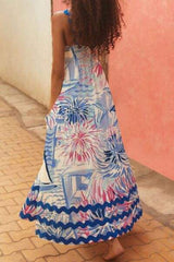 Printed Square Neck Wide Strap Dress - Trendsi - Flyclothing LLC