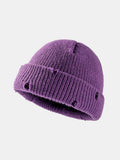 Distressed Cuffed Knit Hat - Trendsi - Flyclothing LLC