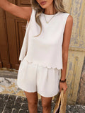 Sleeveless Bow-Tie Back Tank and Shorts Set - Trendsi - Flyclothing LLC