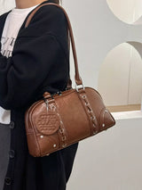 Vintage Style Leather Shoulder Bag - Trendsi - Flyclothing LLC