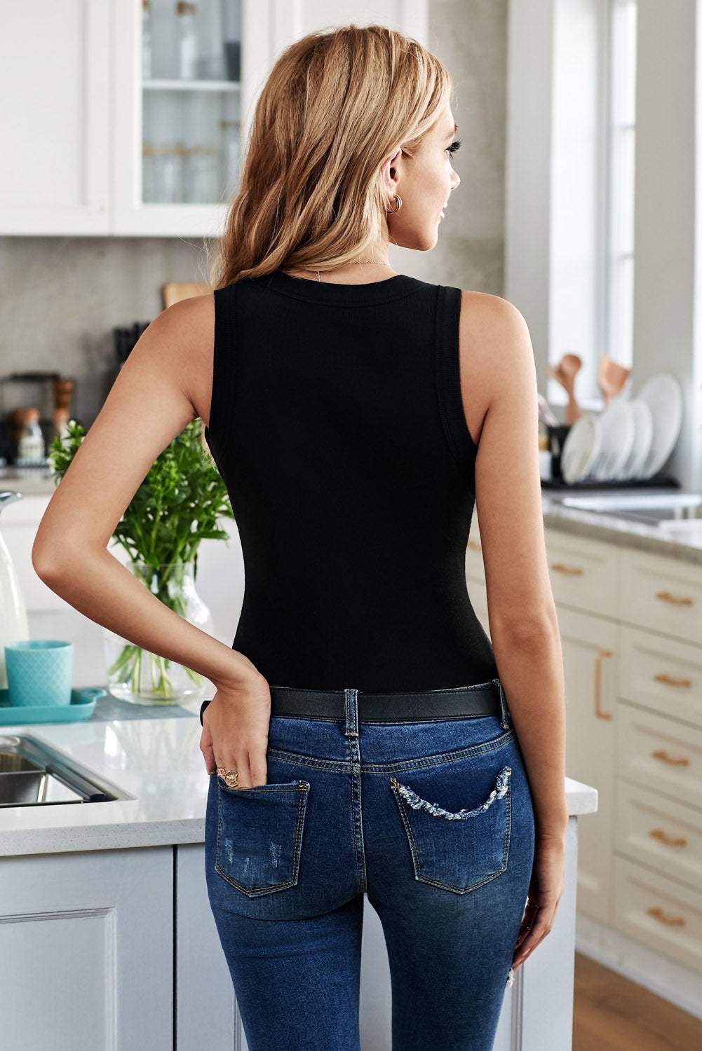 Solid Round Neck Tank - Trendsi - Flyclothing LLC