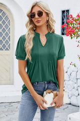 Notched Short Sleeve T-Shirt - Trendsi - Flyclothing LLC