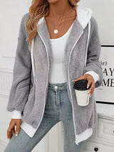 Cozy Fleece Zip-Up Outerwear - Trendsi - Flyclothing LLC