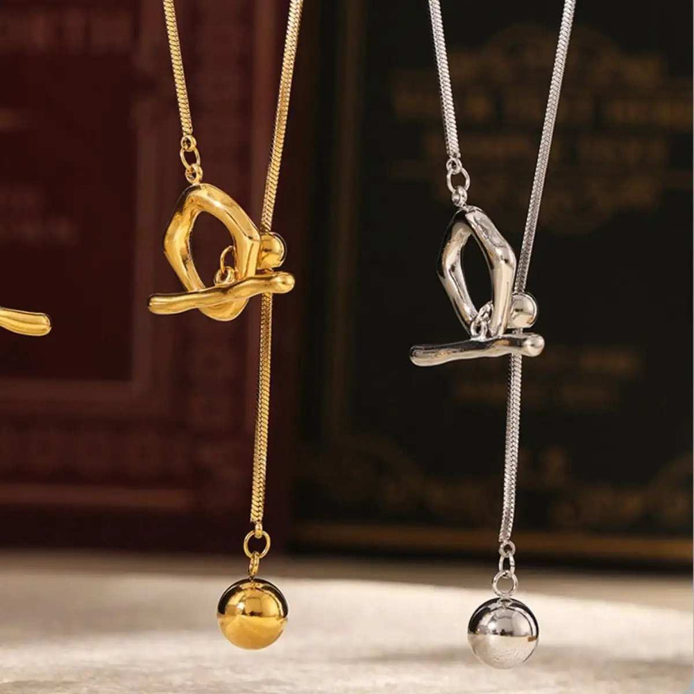 Stainless Steel Bead Necklace - Trendsi - Flyclothing LLC