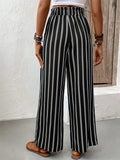 Striped High Waist Wide Leg Pants - Trendsi