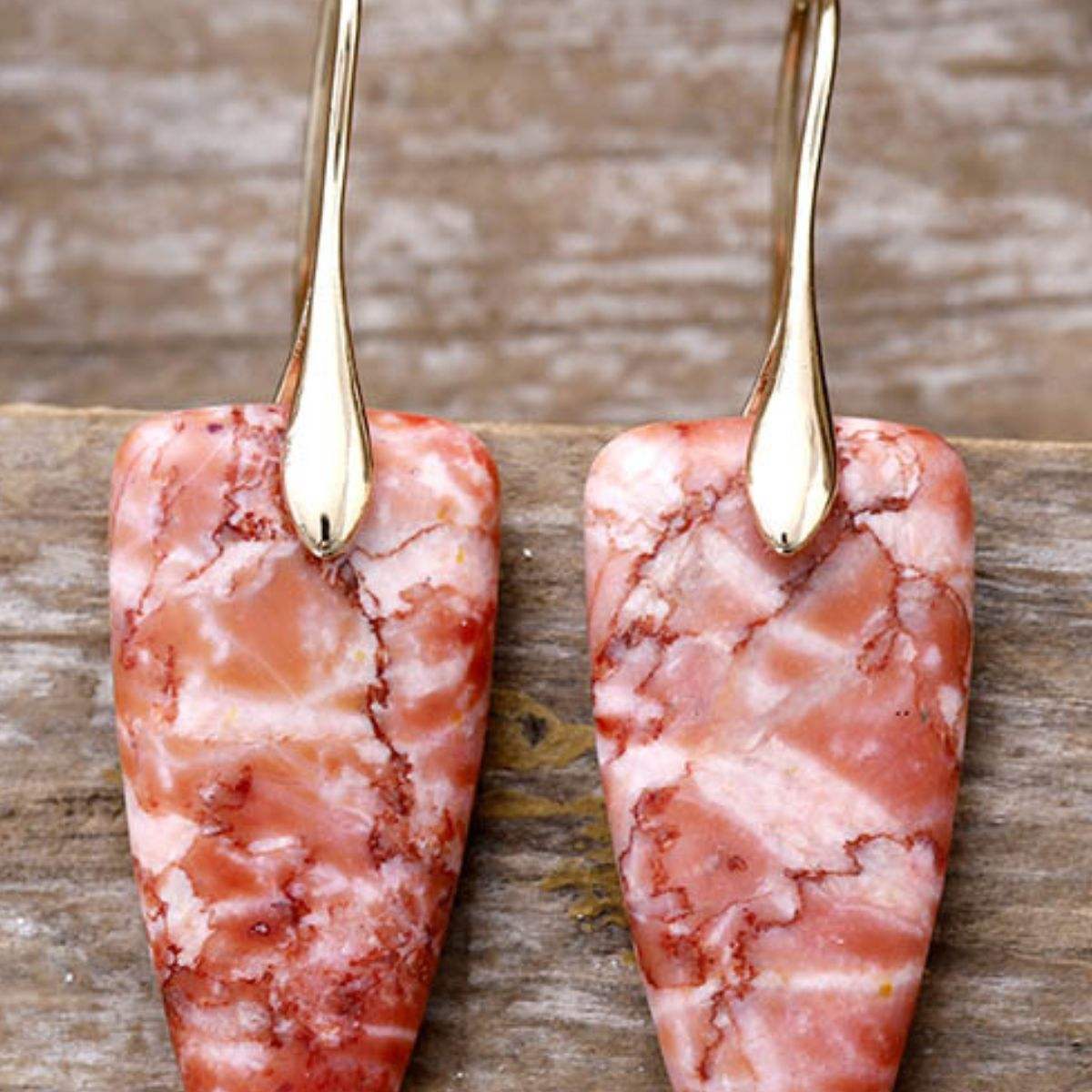 Natural Stone Geometric Shape Earrings - Trendsi - Flyclothing LLC