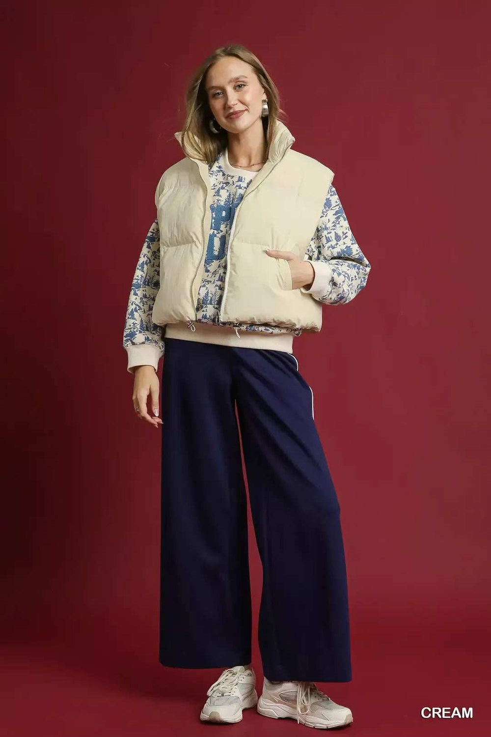 Umgee High Neck Puffer Vest with Zip Front - Trendsi - Flyclothing LLC