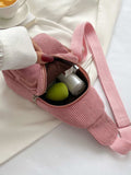 Corduroy Solid Color Crossbody Bag - Trendsi - Flyclothing LLC