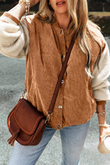 Contrast Baseball Collar Snap Down Long Sleeve Jacket - Trendsi - Flyclothing LLC