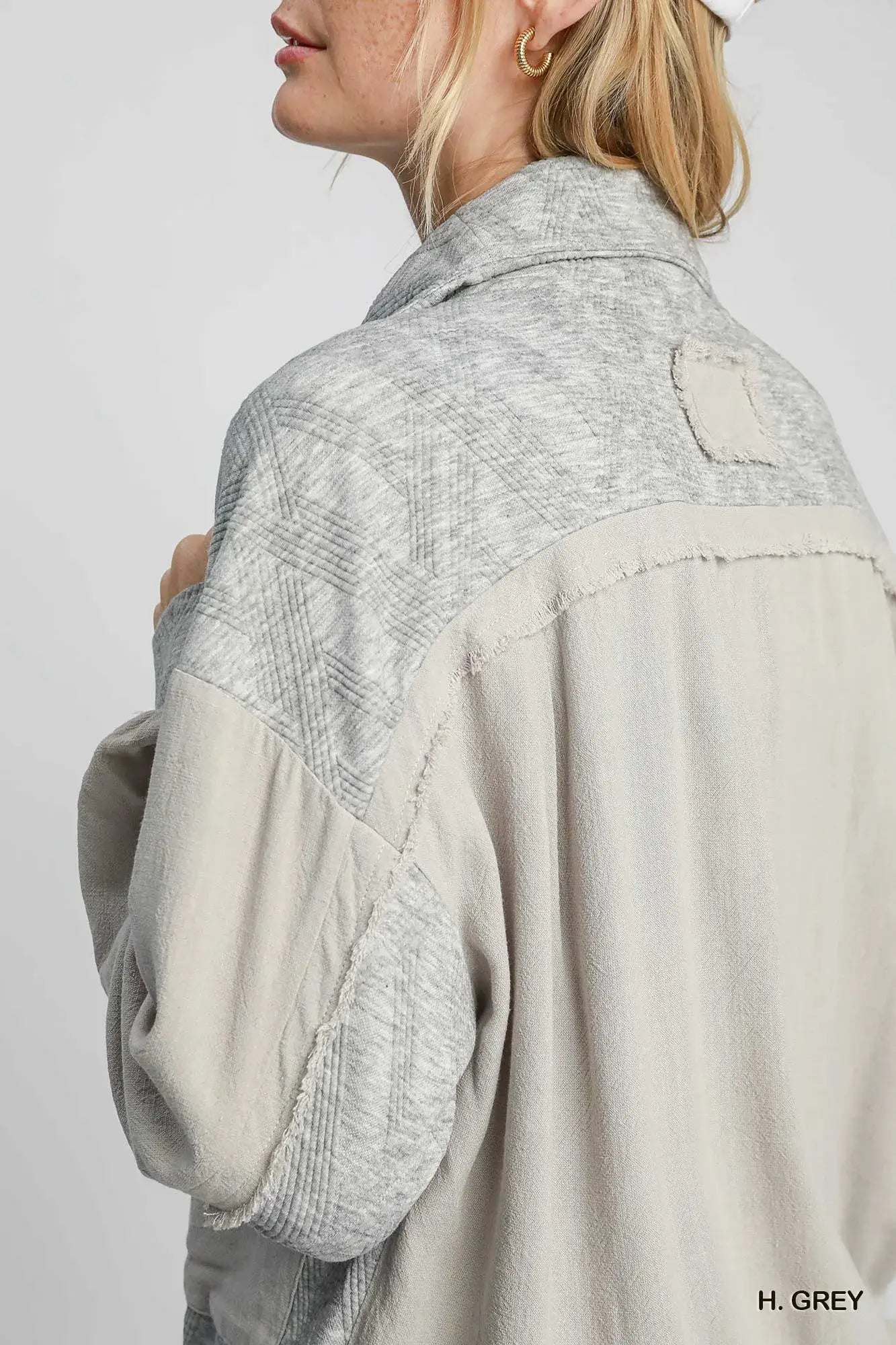 Umgee Two-Way Jacquard Zip-Up Jacket - Trendsi - Flyclothing LLC