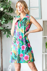Heimish Full Size Floral Johnny Collar Sleeveless Dress Plus Size - Trendsi - Flyclothing LLC