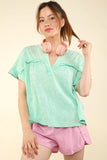 VERY J Nochted Short Sleeve Washed T-Shirt - Trendsi