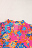 Peplum Printed Notched Short Sleeve Blouse - Trendsi - Flyclothing LLC