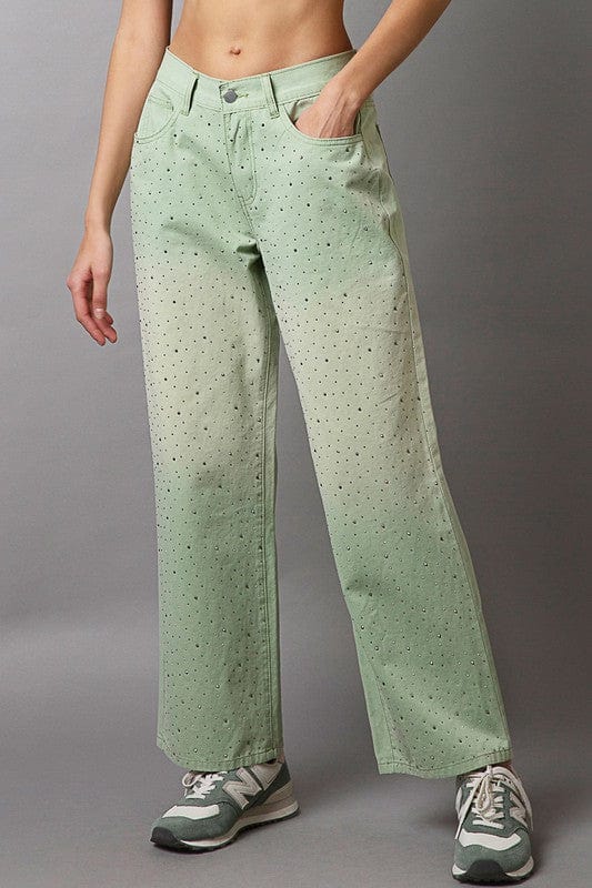 POL Embellishments Gradient Wide Leg Pants - Trendsi