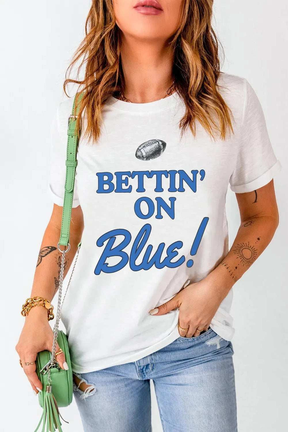 Letter Graphic Round Neck Short Sleeve T-Shirt - Trendsi - Flyclothing LLC