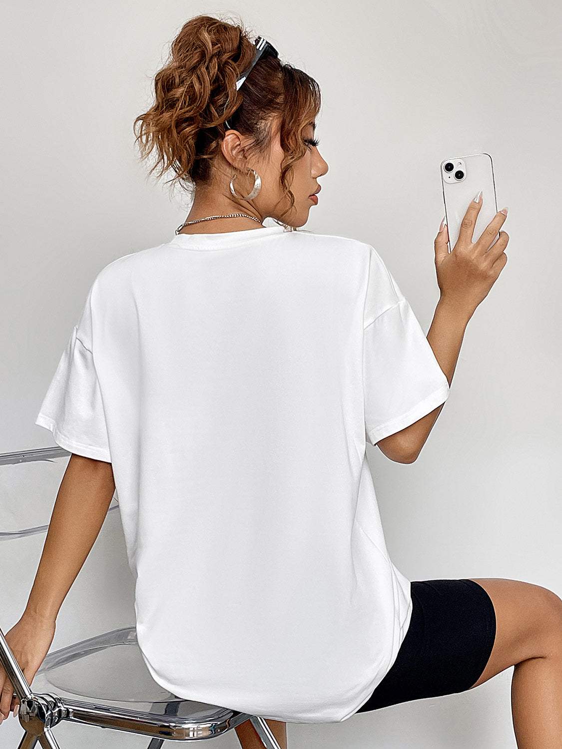 Round Neck Short Sleeve Graphic T-Shirt - Trendsi - Flyclothing LLC