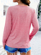 Crisscross V-Neck Long Sleeve T-Shirt - Trendsi - Flyclothing LLC