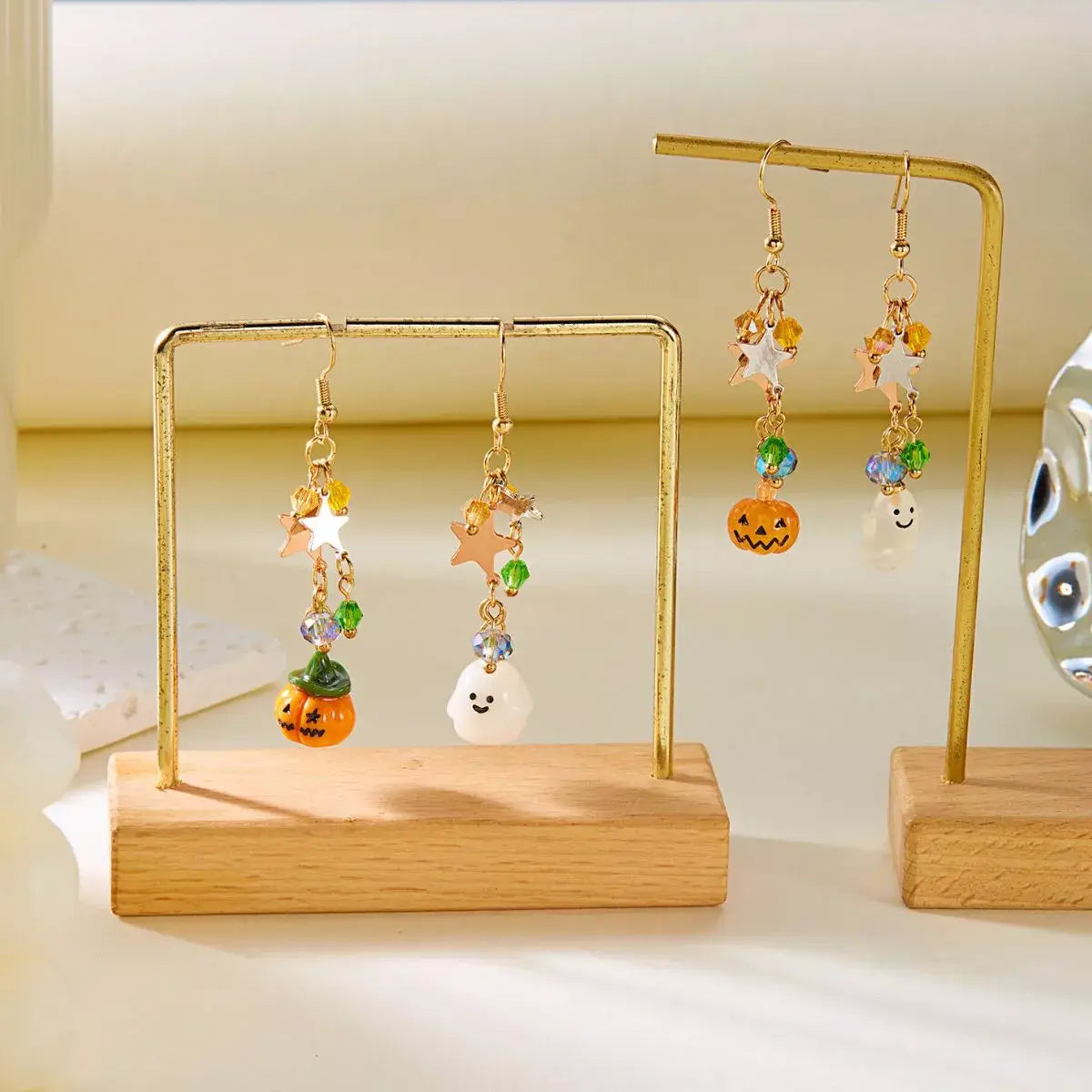 Halloween Asymmetrical Pumpkin Ghost Earrings - Trendsi - Flyclothing LLC