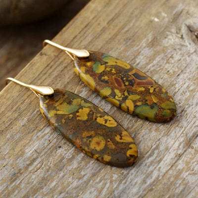 Natural Stone Copper Dangle Earrings - Trendsi - Flyclothing LLC