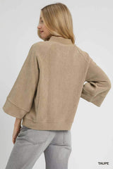Umgee Textured Knit V-Neck Top - Trendsi - Flyclothing LLC