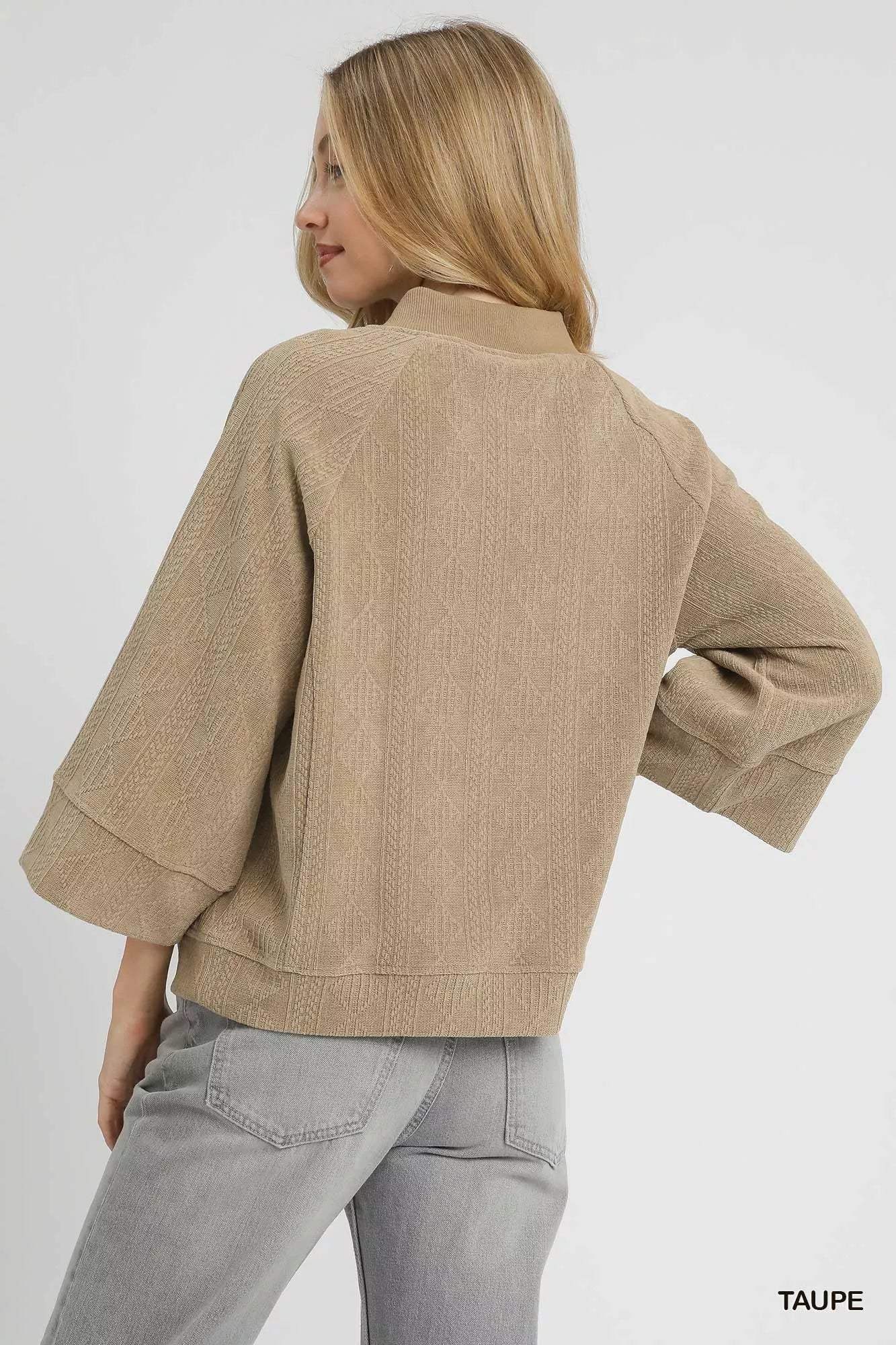 Umgee Textured Knit V-Neck Top - Trendsi - Flyclothing LLC