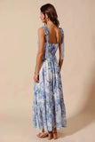 SO ME Floral Print Flowy Maxi Dress with Lace Ribbon Tie - Trendsi