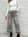 High Waist Wide Leg Washed Jeans - Trendsi - Flyclothing LLC