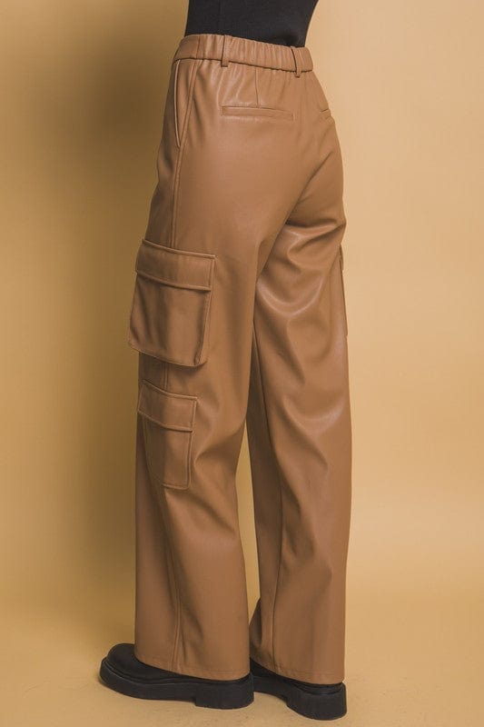 Love Tree PU Leather Cargo Pants - Trendsi